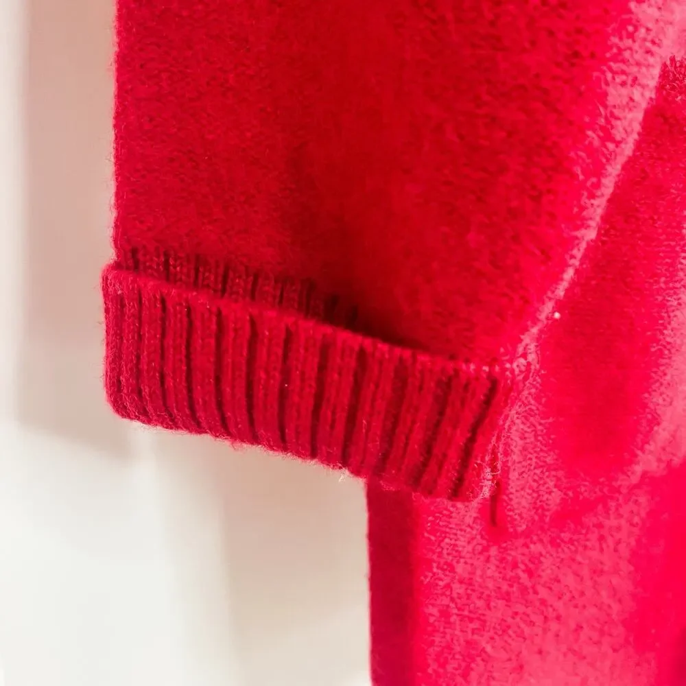 Karen Scott Womens 100% Wool Vintage Y2K Retro Cardigan Sweater - Red, Size M
